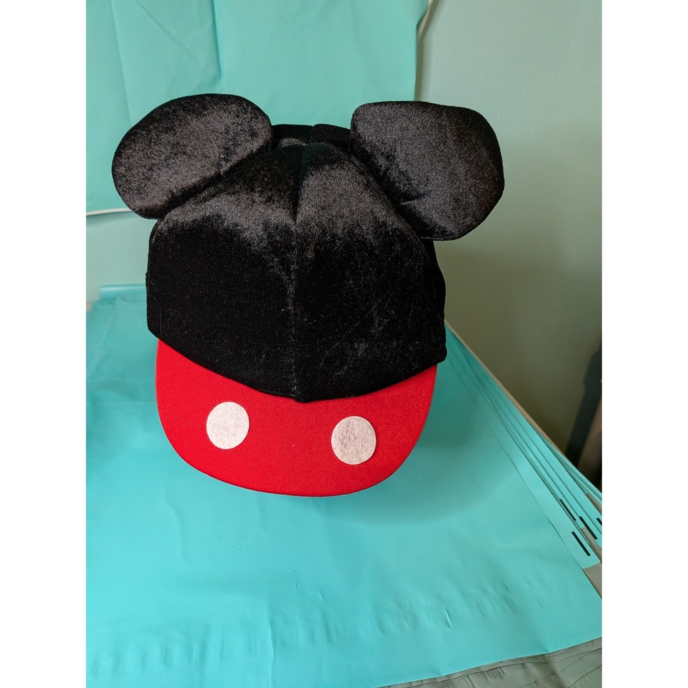 Disney Parks Mickey Mouse Plush Velvet Ear Hat Black Red 3D Ears Souvenir
